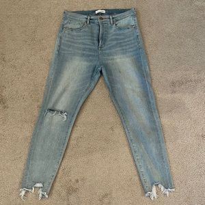 LOFT destructed high waist skinny